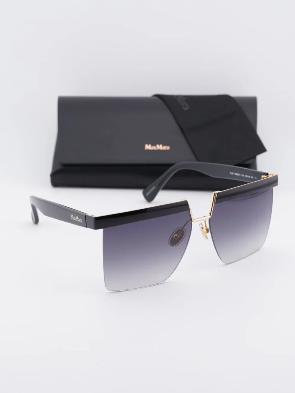 Max Mara MM0071 01A Square Sunglasses - Black / Smoke